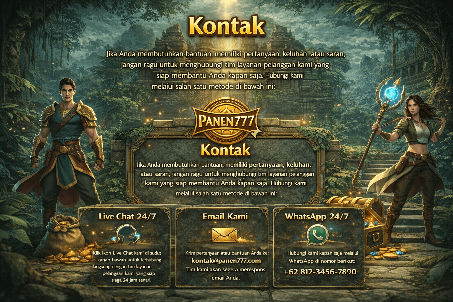 Halaman kontak resmi Panen777 untuk keperluan komunikasi dan informasi