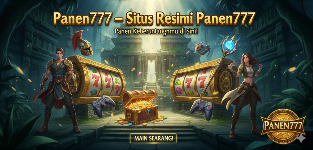 Banner resmi Panen777 sebagai platform game online dengan identitas brand independen
